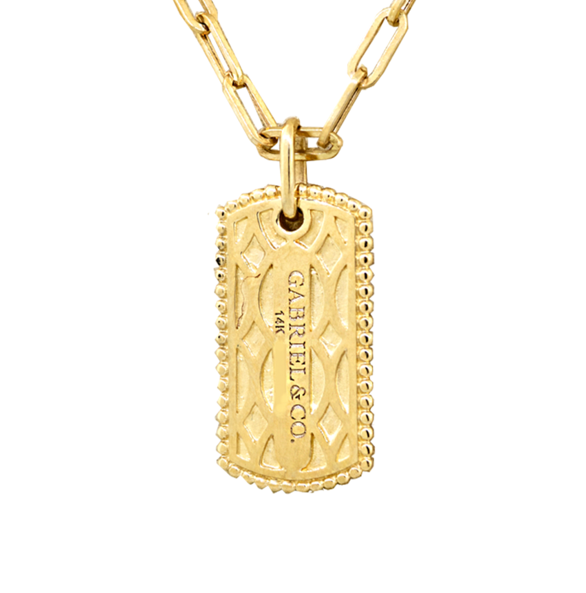 14KY 5.10gm Dog Tag Pendant w/ Chain Gabriel & Co.