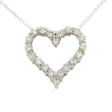 Diamond Heart Pendant 14K White Gold