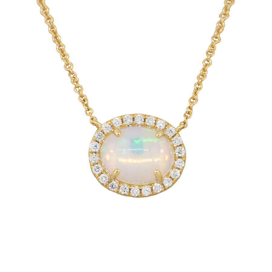 Opal & Diamond Pendant Necklace