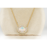 Opal & Diamond Pendant Necklace