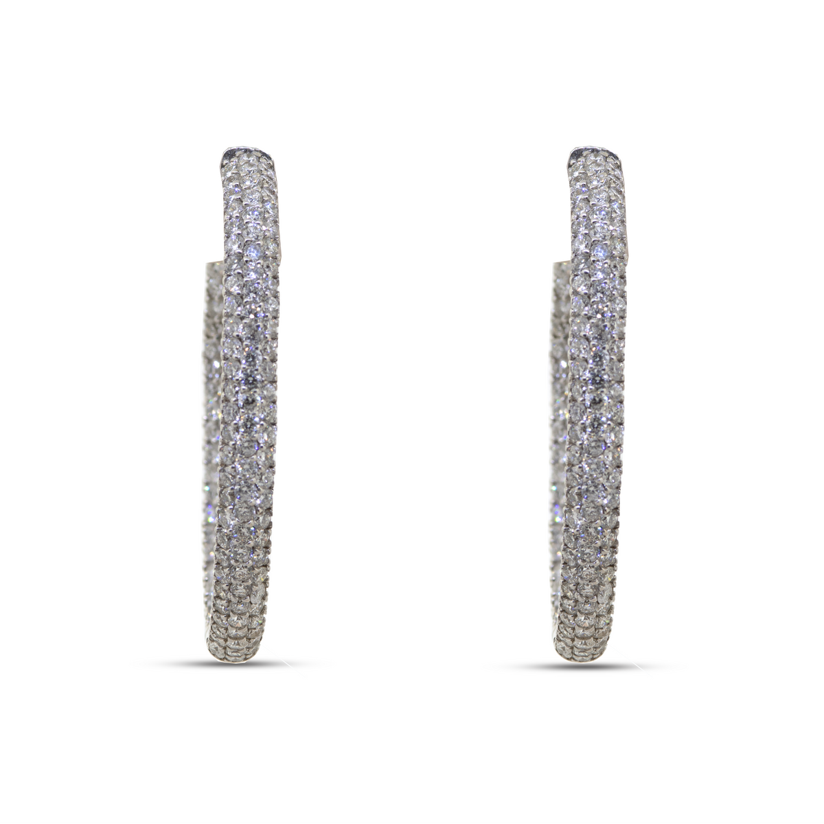 Pave Diamond Hoop Earrings in 14K White Gold