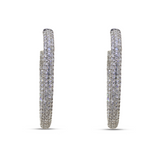 Pave Diamond Hoop Earrings in 14K White Gold