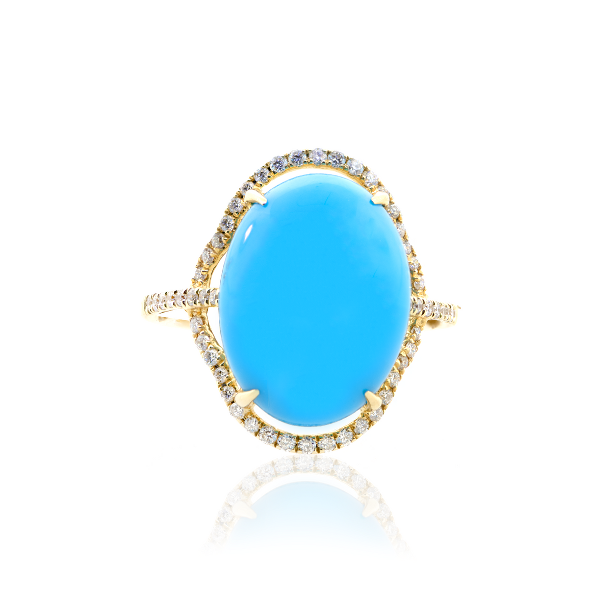 14KY 4.50gm Turquoise & Diamond Ring