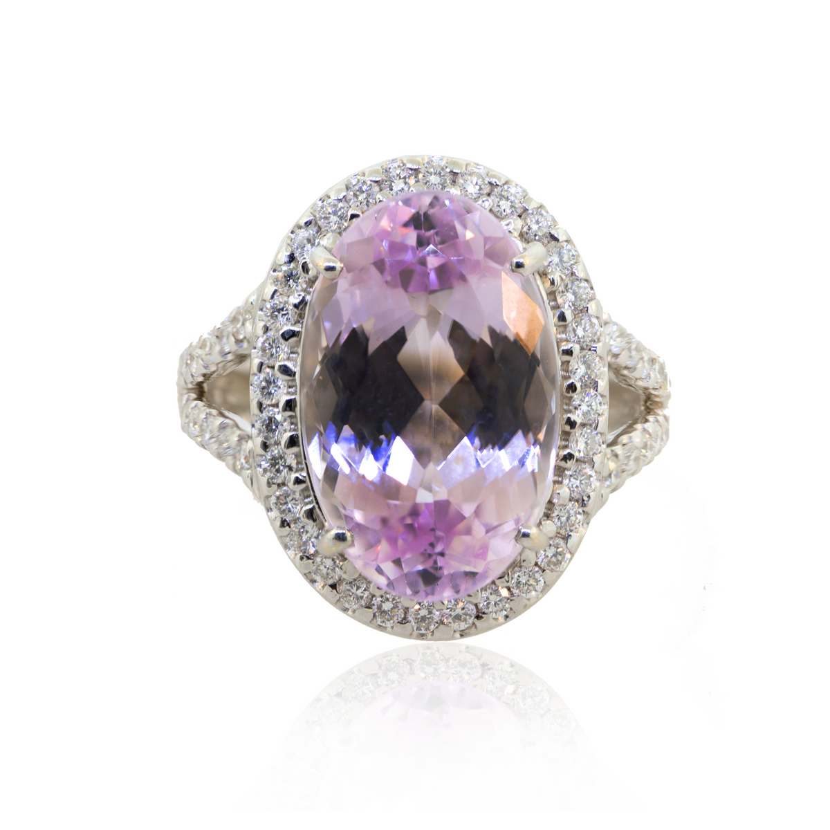 18KW 7.50gm Kunzite & Diamond Ring