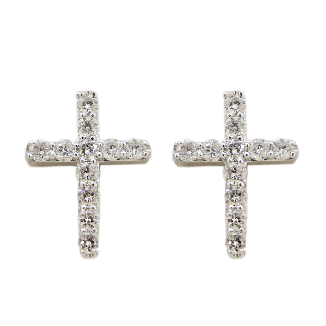 14KW Diamond Cross Earrings