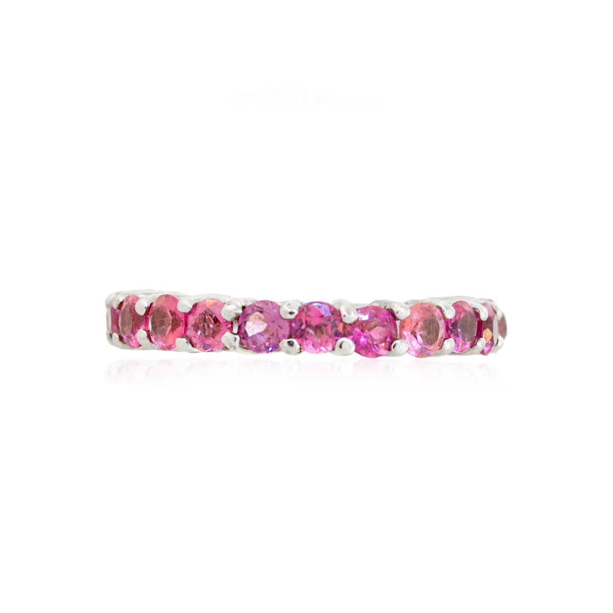 14K White Gold Pink Tourmaline Eternity Band