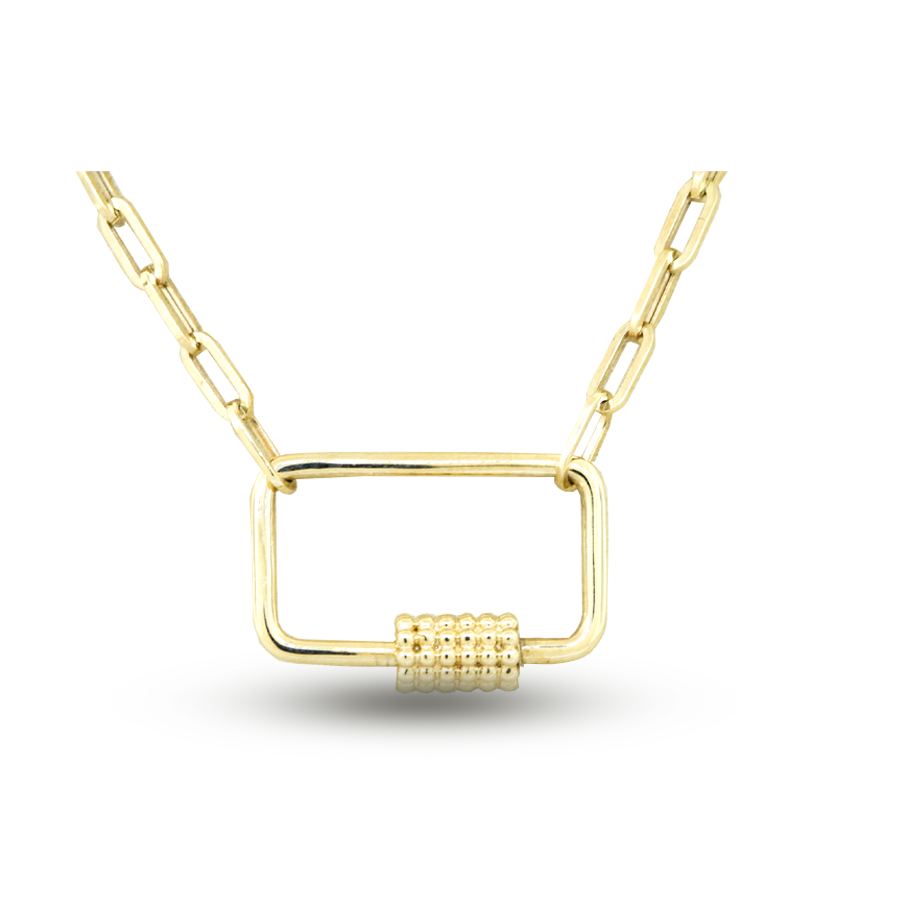 14KY Bujukan Carabiner Lock Necklace With Paper Clip Chain – Jon Paul Inc
