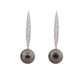 18KW Diamond & Tahitian Pearl Earrings