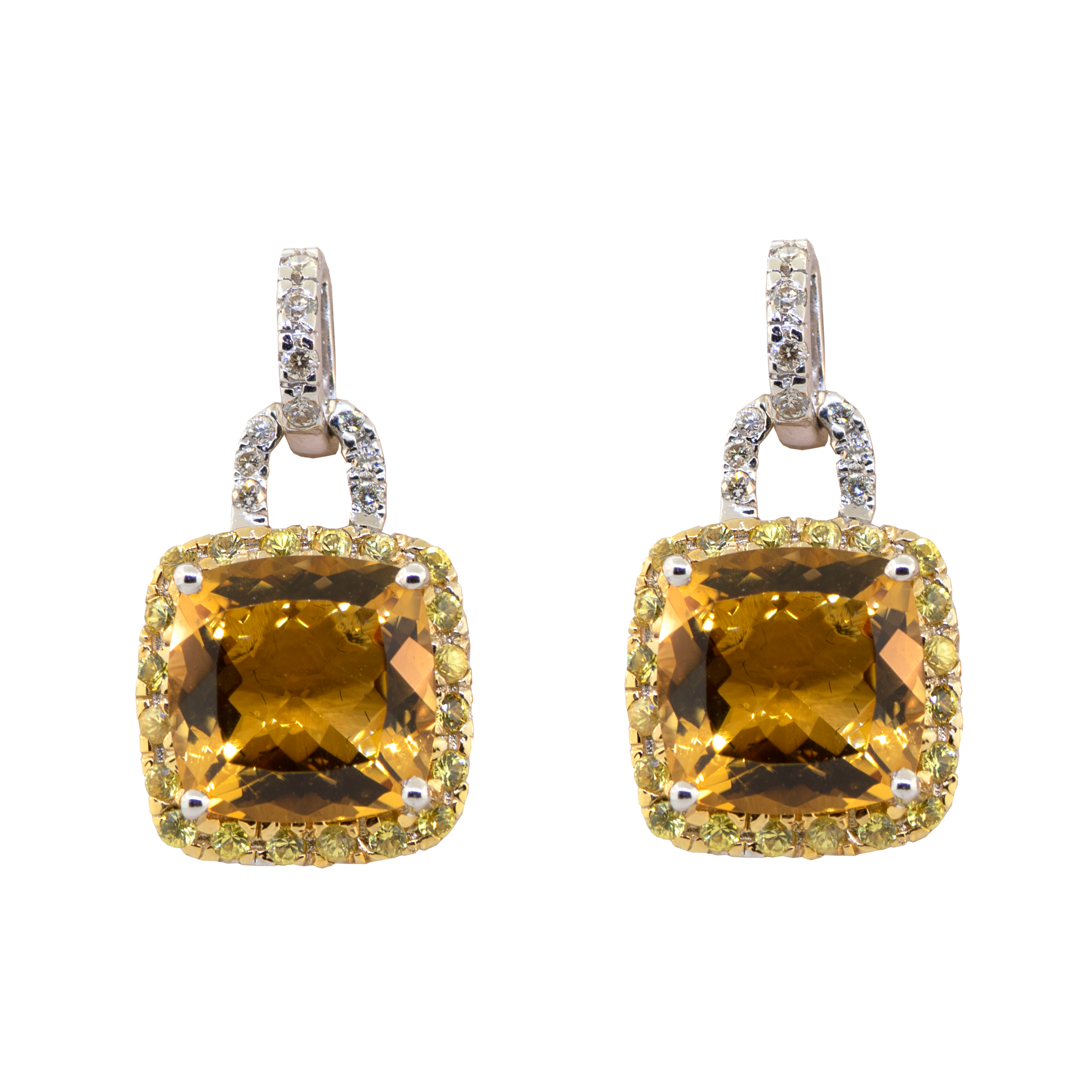 Citrine and Diamond Drop Earrings