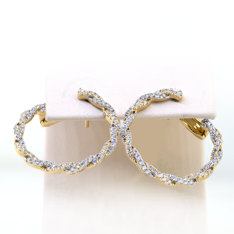 14KY Twisted Circle Diamond Earrings