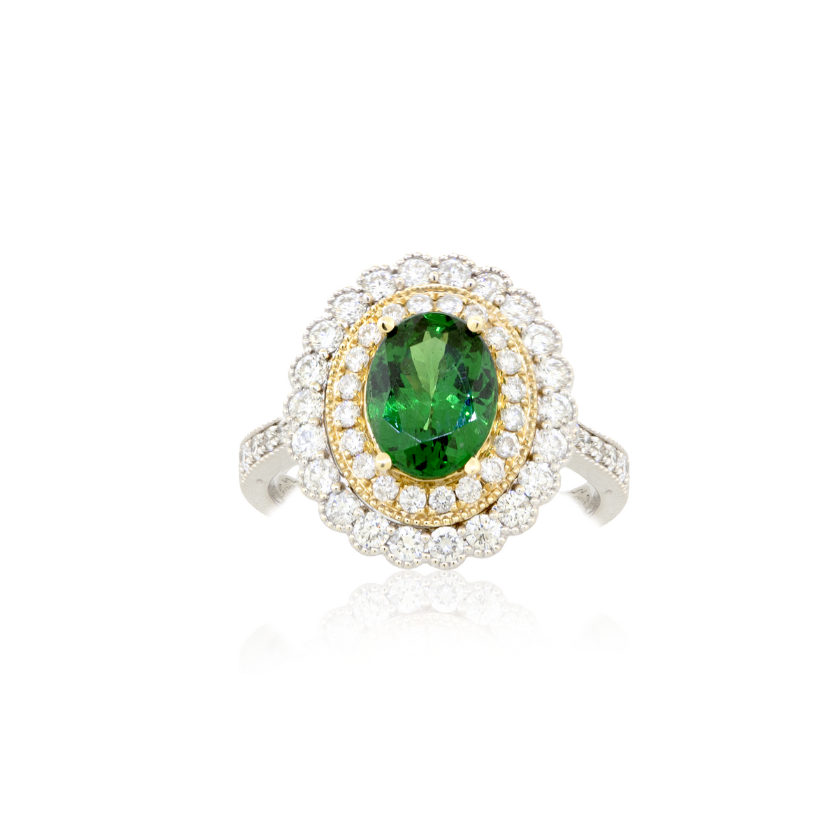 14KW 5.40gm Tsavorite & Diamond Ring