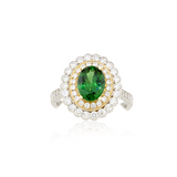 14KW 5.40gm Tsavorite & Diamond Ring