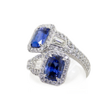 18KW 8.79gm Sapphire & Diamond Bypass Ring