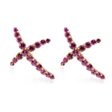 14KY 3.20gm Pink Tourmaline Cross-over Earrings