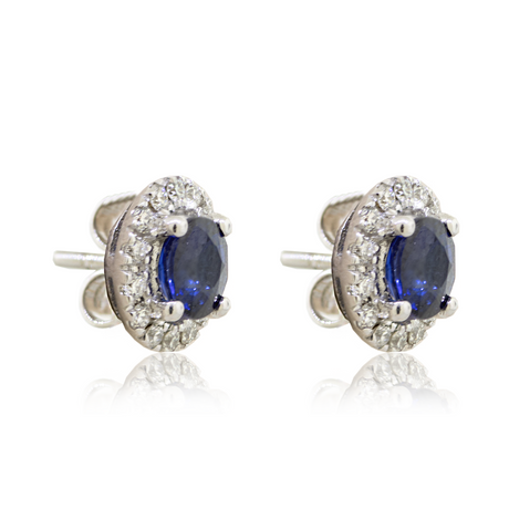 14KW Sapphire & Diamond Earrings