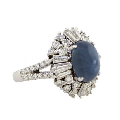 Star Sapphire & Diamond Ring