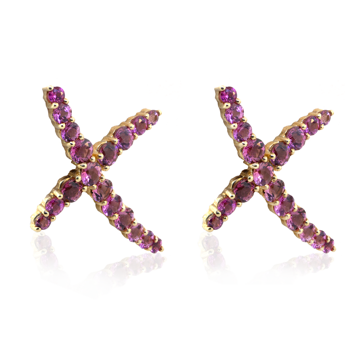 14KY 3.20gm Pink Tourmaline Cross-over Earrings