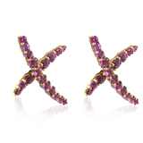 14KY 3.20gm Pink Tourmaline Cross-over Earrings