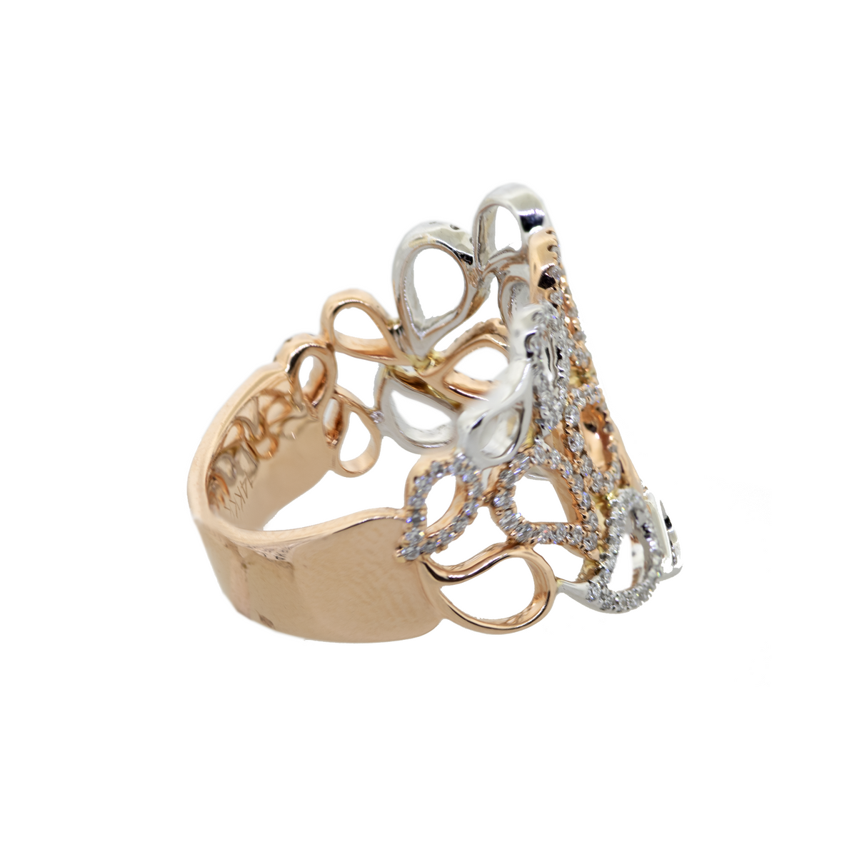 14K Rose and White Gold Fancy Diamond Ring