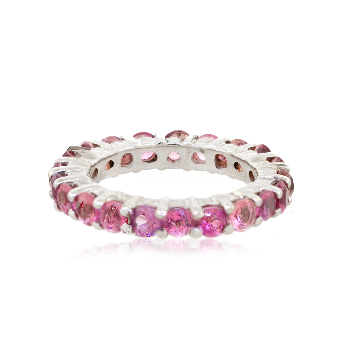 14K White Gold Pink Tourmaline Eternity Band