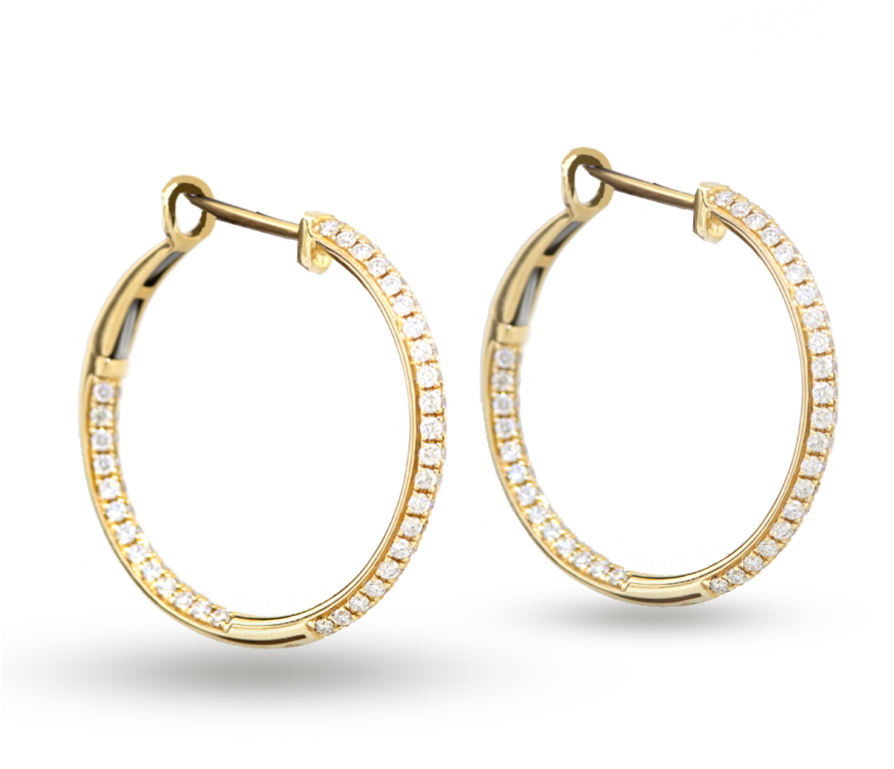 Yellow Gold Diamond Hoops