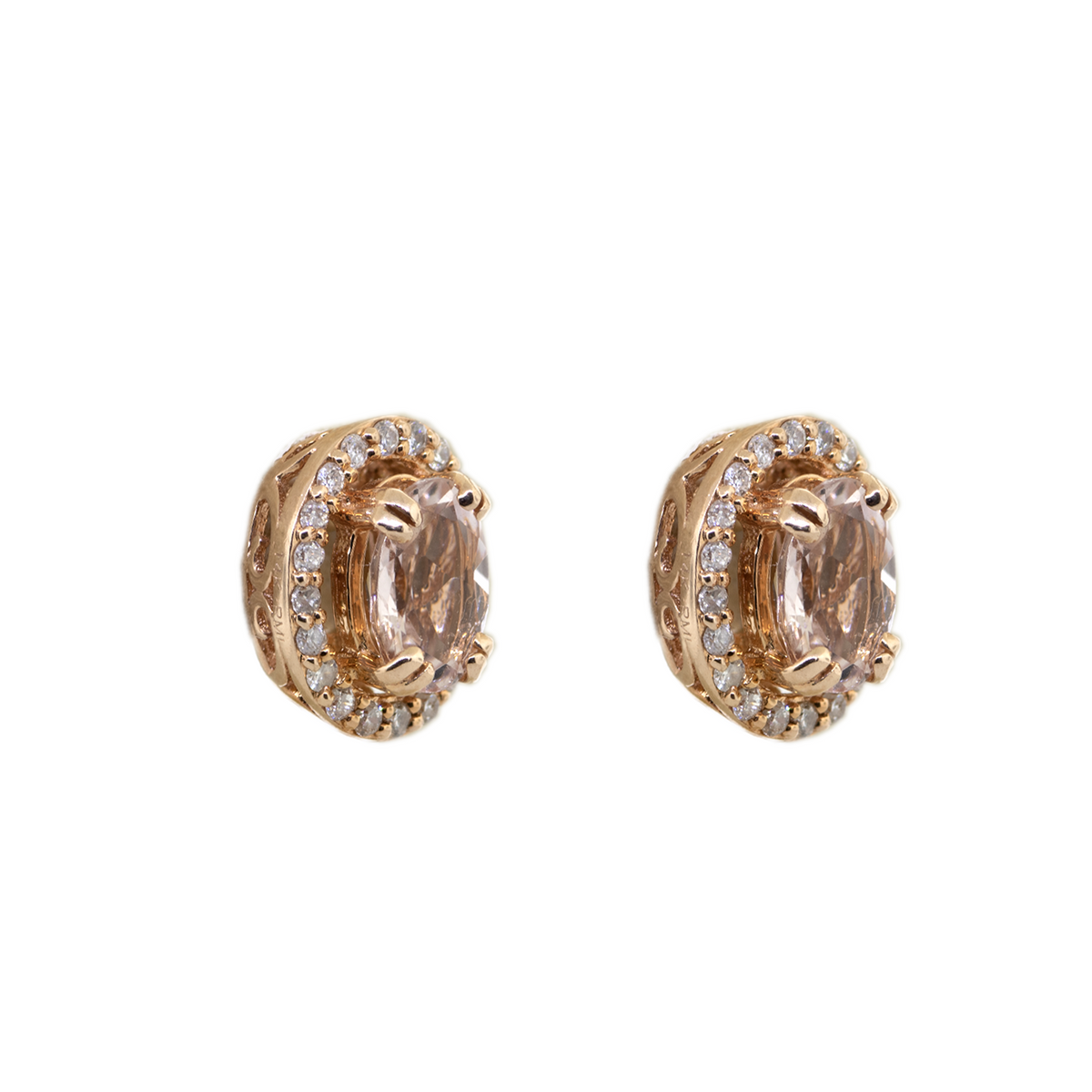 14KR 2.50gm Morganite & Diamond Earrings