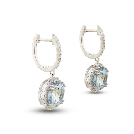 Aquamarine & Diamond Dangle Earrings