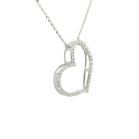14KW 2.60gm Diamond Open Heart Pendant