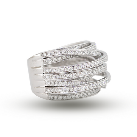 18KW Diamond Criss Cross Ring