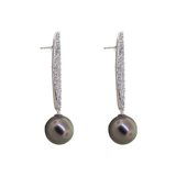 18KW Diamond & Tahitian Pearl Earrings