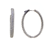 Pave Diamond Hoop Earrings in 14K White Gold