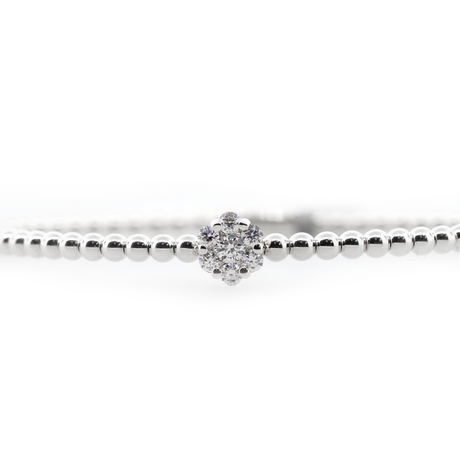 14KW Bangle Bracelet With Diamond Cluster