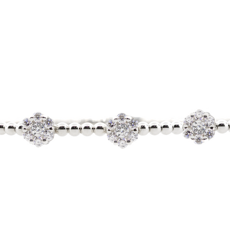 18KW 9.70gm Bangle Bracelet w 3 Diamond Clusters